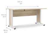 Prima Desk - Light wood 150cm w/white legs