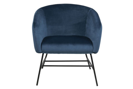 Ramsey Lounge Chair, Navy Blue Fabric/Black Frame