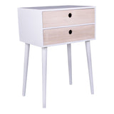 Rimini Bedside table, white with 2 wooden drawers