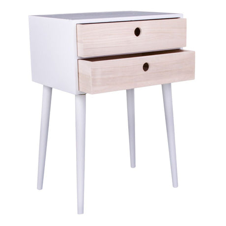 Rimini Bedside table, white with 2 wooden drawers