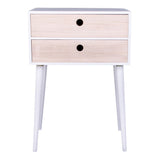 Rimini Bedside table, white with 2 wooden drawers