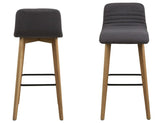 Rosa Bar stool with oak legs, Anthracite gray fabric