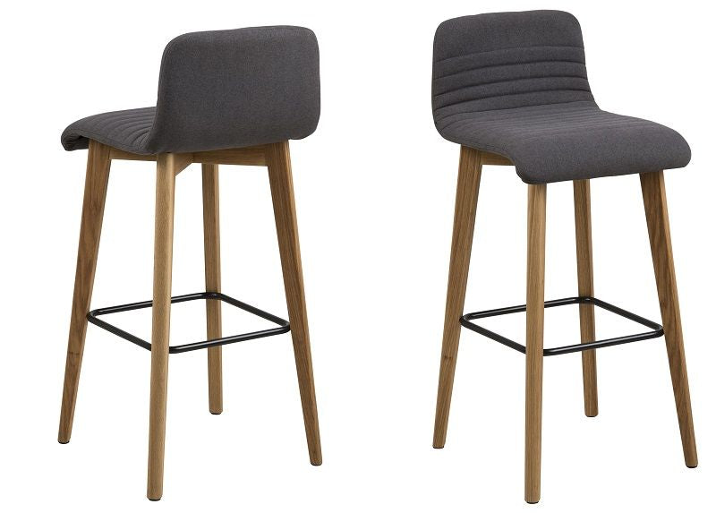 Rosa Bar stool with oak legs, Anthracite gray fabric