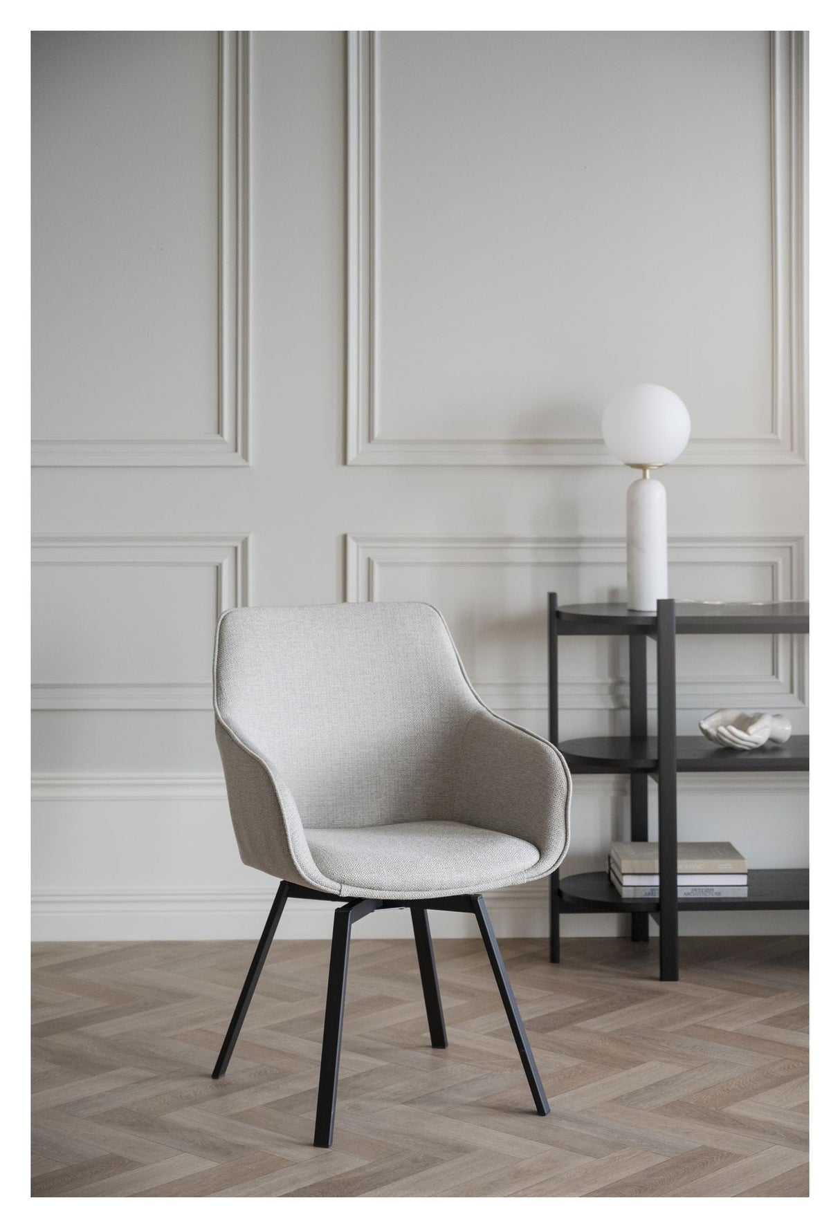 Alison Dining chair with swivel function, Beige fabric