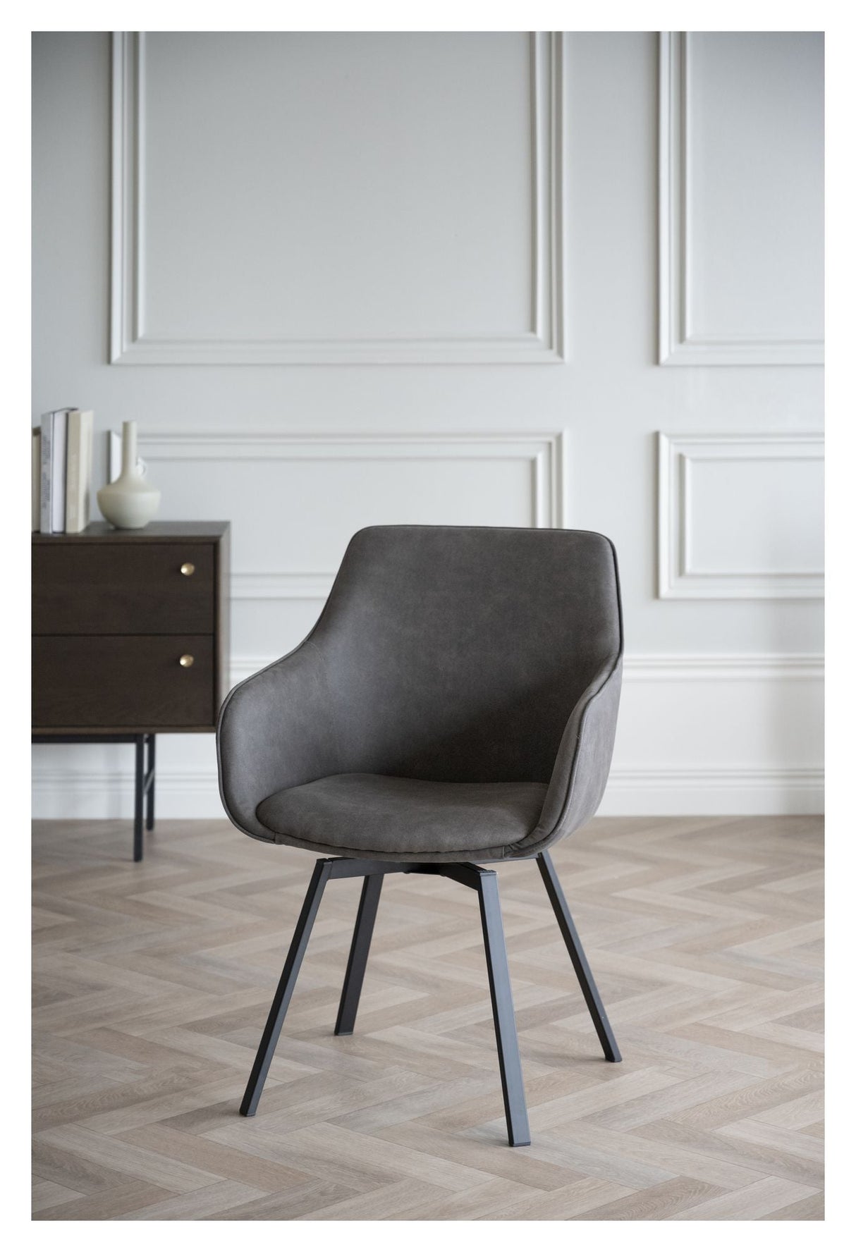 Alison Dining chair with swivel function, Gray microfibre