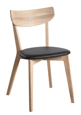 Ami Dining chair, white washed Oak, Black PU seat