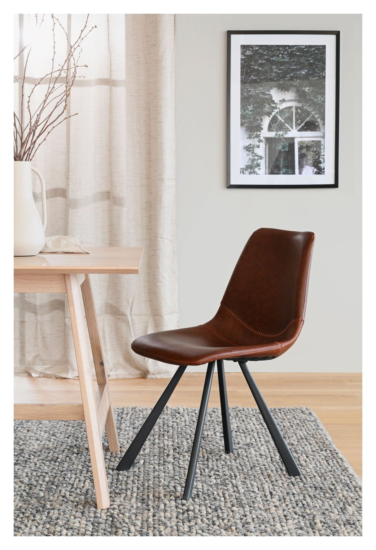 Auburn dining chair, Brown faux leather