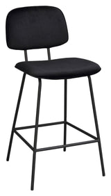 Bryan bar stool, black velvet, black metal legs