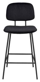 Bryan bar stool, black velvet, black metal legs