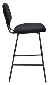 Bryan bar stool, black velvet, black metal legs