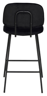 Bryan bar stool, black velvet, black metal legs