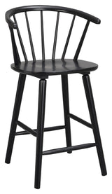 Carmen Bar stool, Rubber wood, Black lacquered