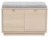 Confetti Bench, white washed oak 2 drawers, gray cushion