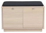 Confetti Bench, white washed oak 2 drawers, black cushion