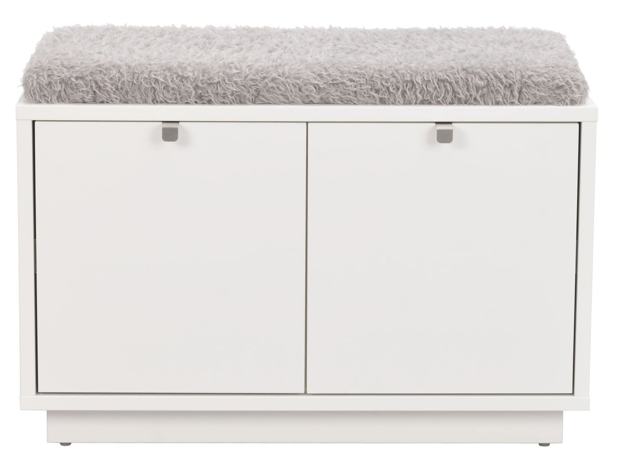 Confetti bench w/2 drawers White, Gray cushion