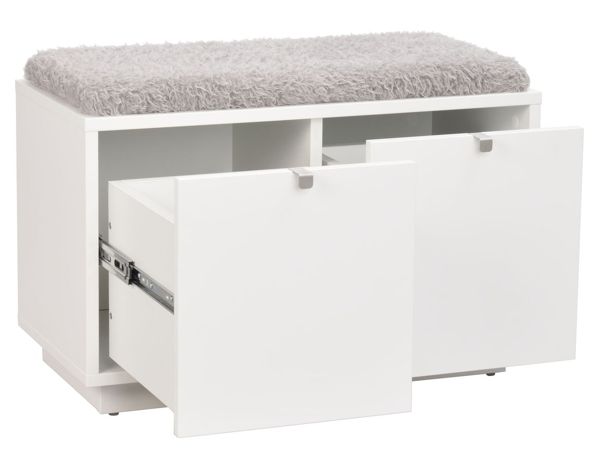 Confetti bench w/2 drawers White, Gray cushion