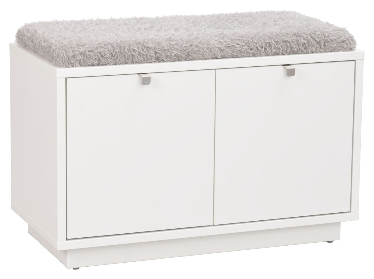 Confetti bench w/2 drawers White, Gray cushion