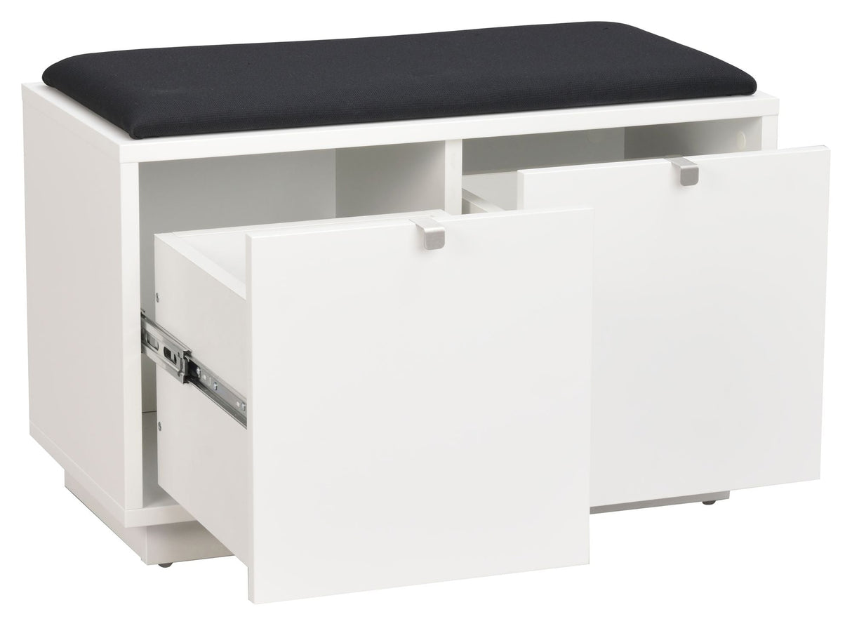 Confetti bench w/2 drawers White, Black cushion