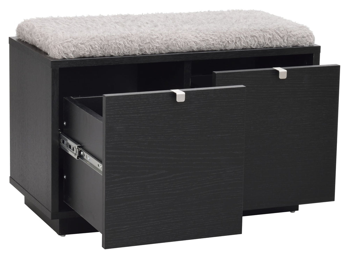 Confetti bench w/2 drawers Black, Gray cushion