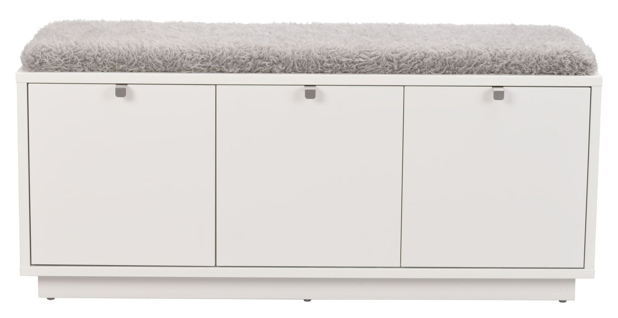 Confetti bench w/3 drawers White, Gray cushion