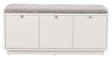 Confetti bench w/3 drawers White, Gray cushion