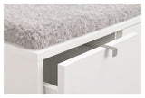 Confetti bench w/3 drawers White, Gray cushion