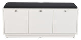 Confetti bench w/3 drawers White, Black cushion