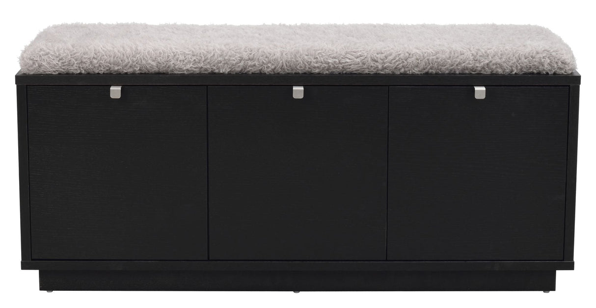 Confetti bench w/3 drawers Black, Gray cushion