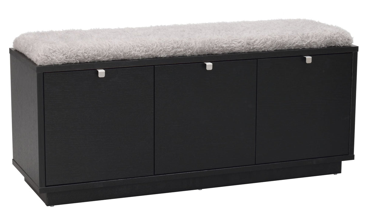 Confetti bench w/3 drawers Black, Gray cushion