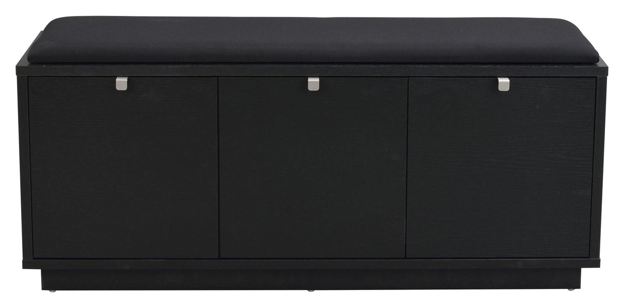 Confetti bench w/3 drawers Black, Black cushion