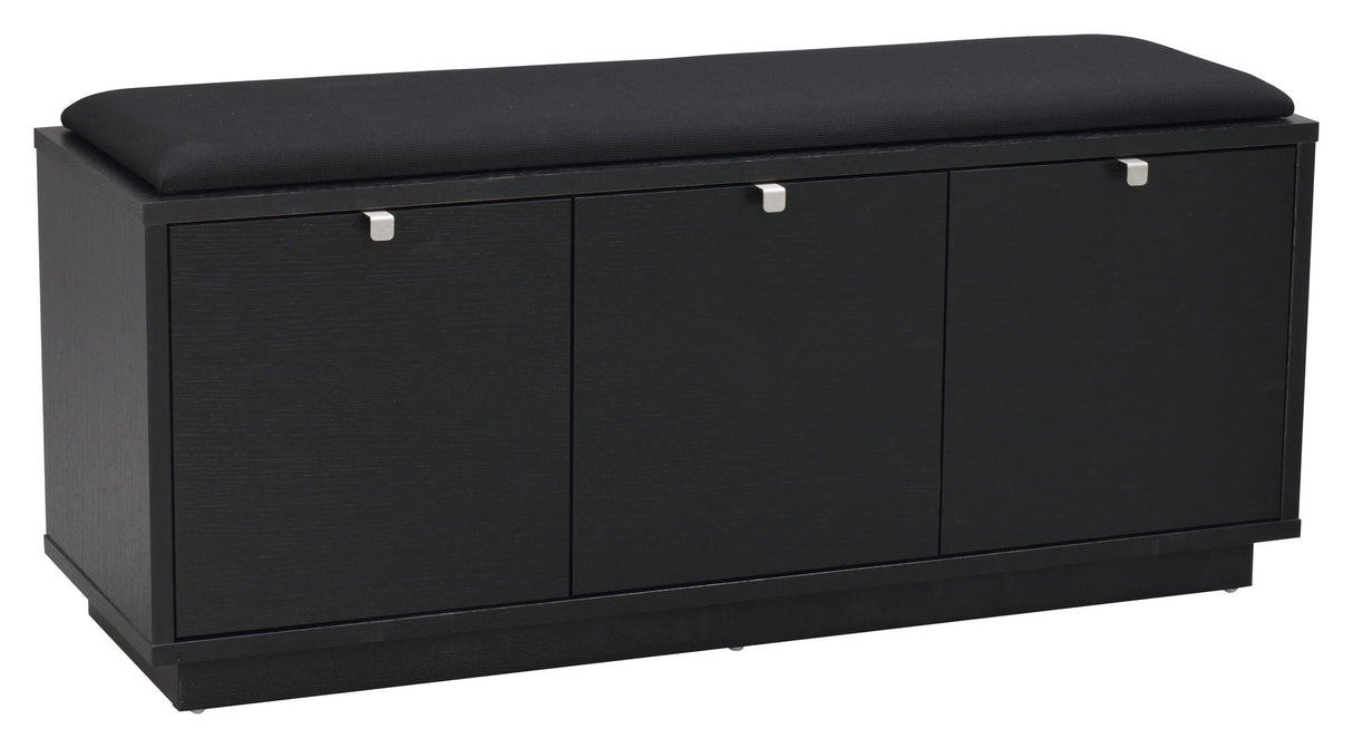 Confetti bench w/3 drawers Black, Black cushion