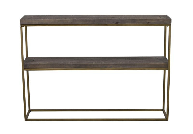 Dalton Console table in dark stained solid pine, brass legs