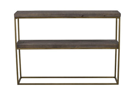 Dalton Console table in dark stained solid pine, brass legs