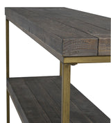 Dalton Console table in dark stained solid pine, brass legs