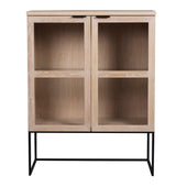 Everett Wine Cabinet, Glass Doors - Oak/Black