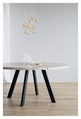 Fred Dining table - White Pig. Oak/Black, Ø160