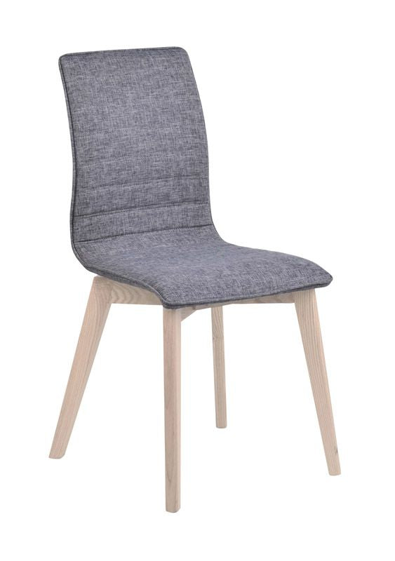 Gracy Dining Chair, Gray Fabric, Light Oak Legs