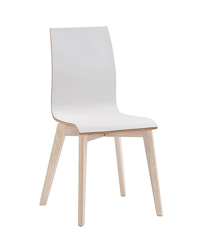 Gracy Dining chair, White laminated plywood, white oak