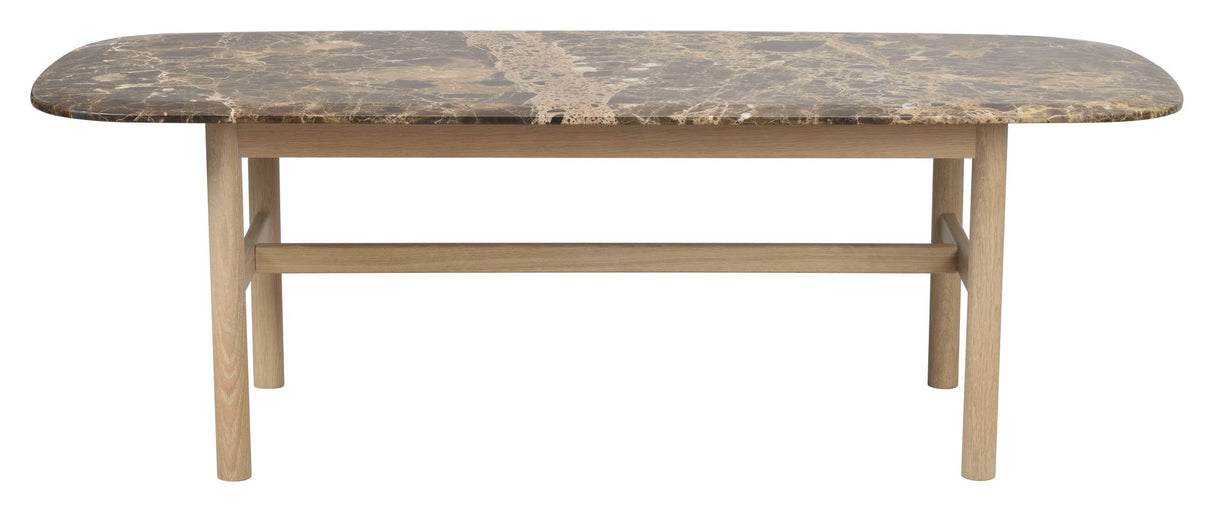 Hammond Coffee table, 135x62, White pigmented oak/brown marble