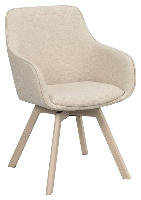 Alison, dining chair w/armrests - light beige/light oak