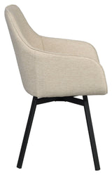 Alison, dining chair w/armrests - light beige/black