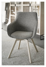 Alison, dining chair w/armrests - dark beige/light oak