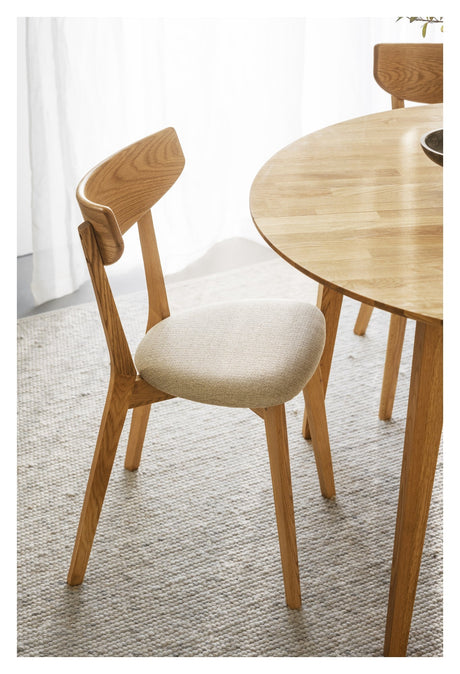 Ami, dining chair - oak/gray-beige