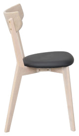 Ami Dining chair, white washed Oak, Black PU seat