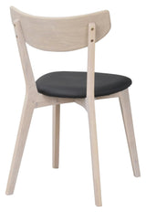 Ami Dining chair, white washed Oak, Black PU seat