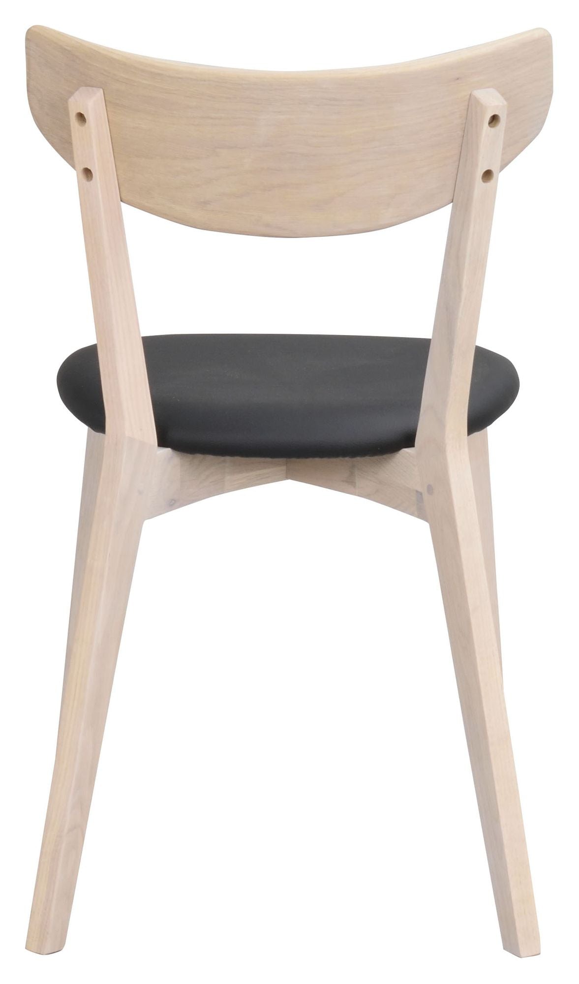 Ami Dining chair, white washed Oak, Black PU seat