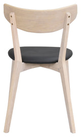 Ami Dining chair, white washed Oak, Black PU seat