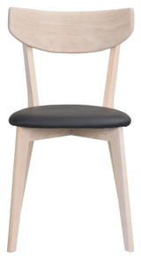 Ami Dining chair, white washed Oak, Black PU seat