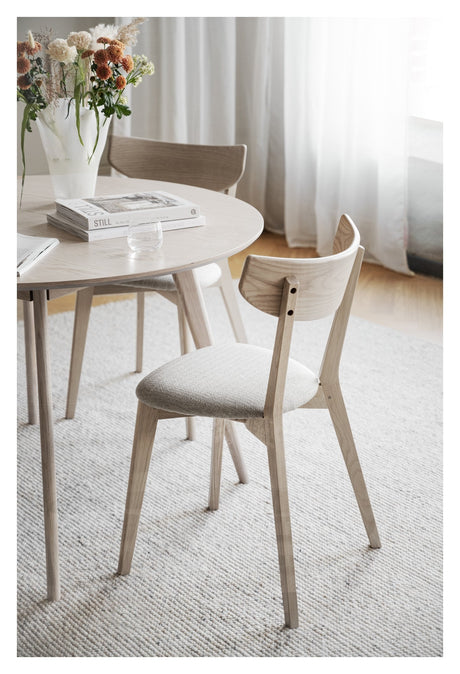 Ami, dining chair - light oak/gray-beige