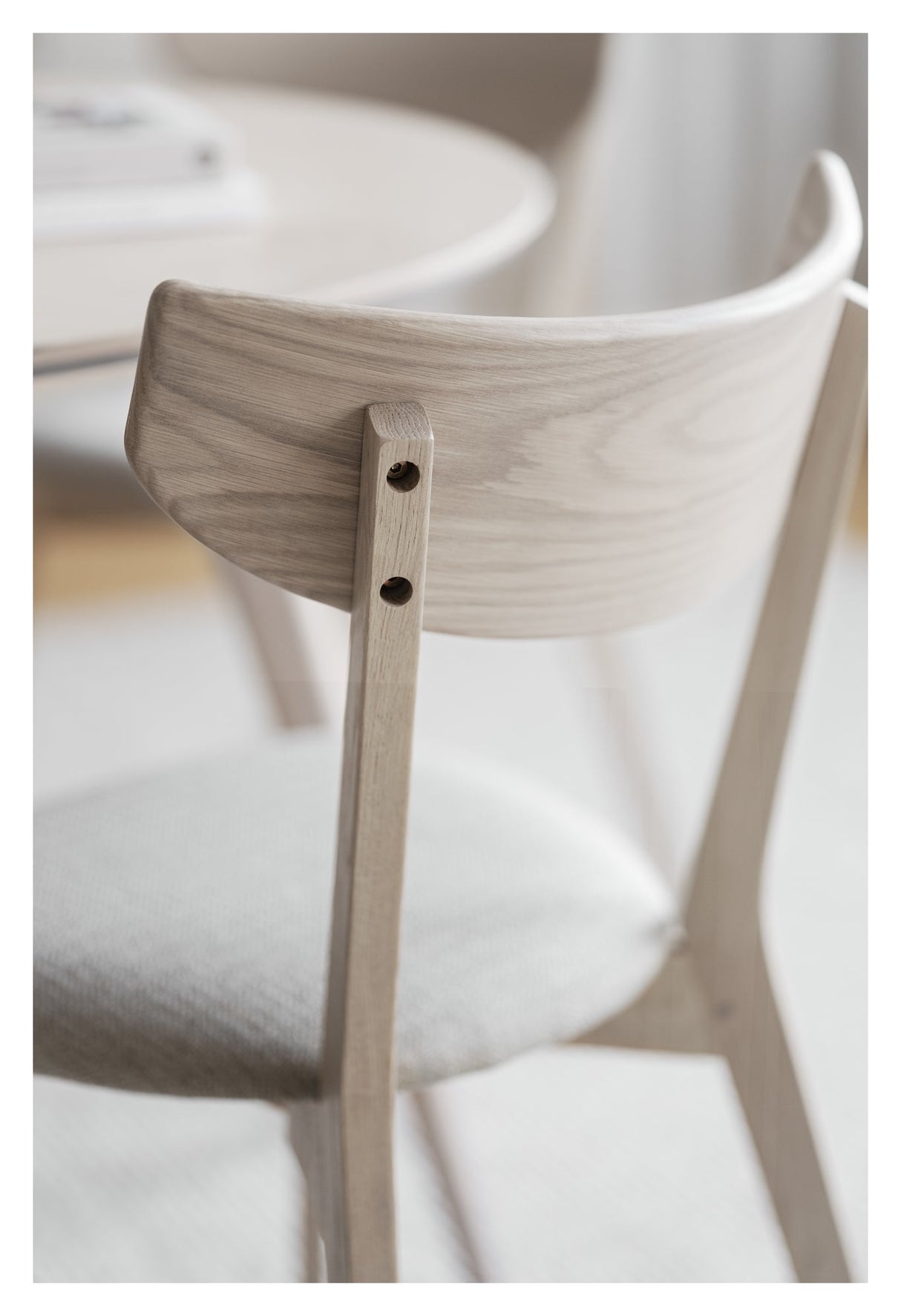 Ami, dining chair - light oak/gray-beige